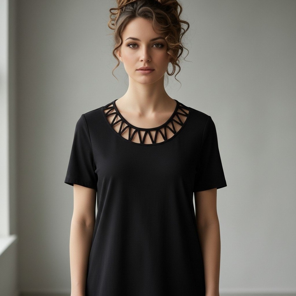 Red by BKE Black Strappy Lattice Neck Top Large Whimsigoth Y2K Cutout